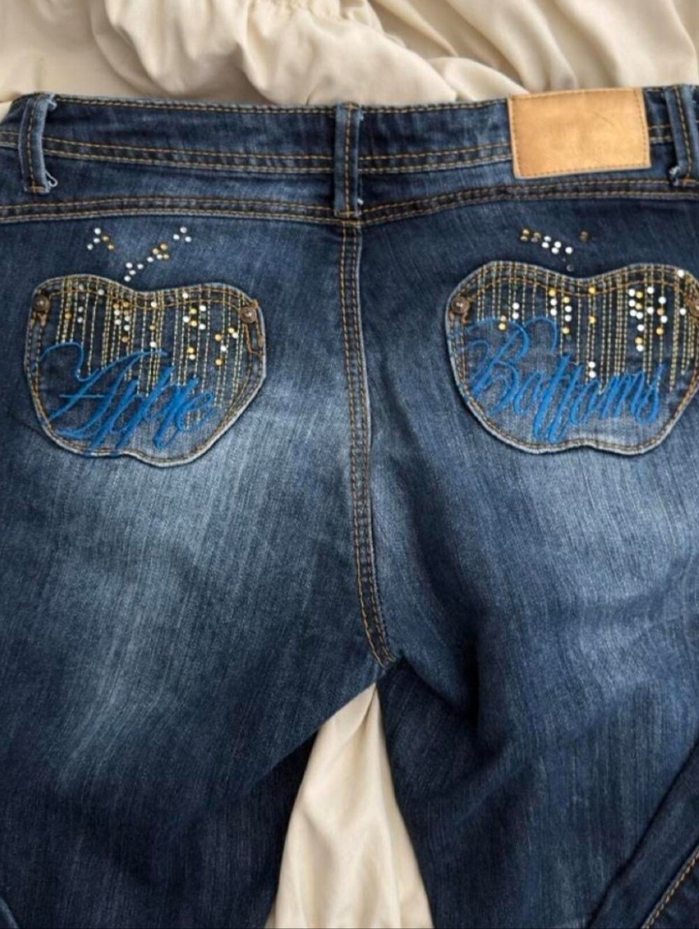 Apple Bottoms Dark Blue Boot Cut Jeans with Embellished Back Pocket